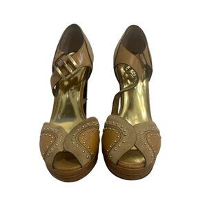 Michael Kors Tan and Gold Heels